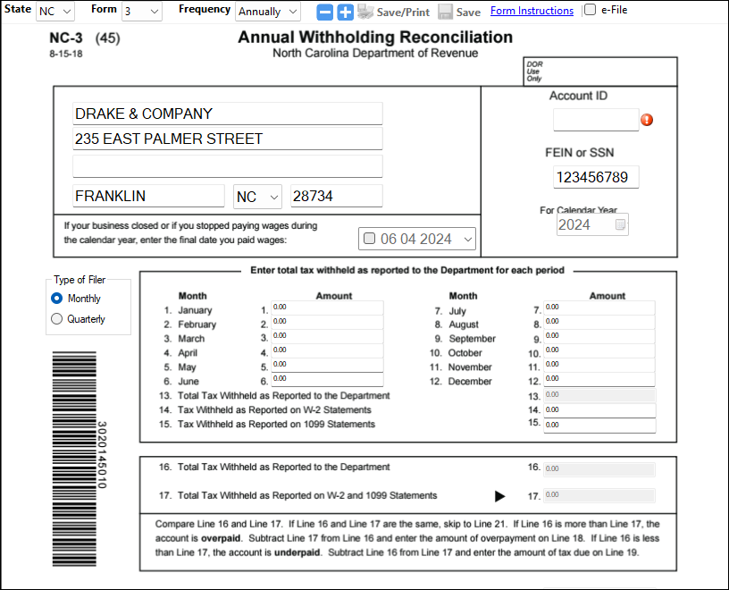 Image showing the State Annual withholding Reconciliation.